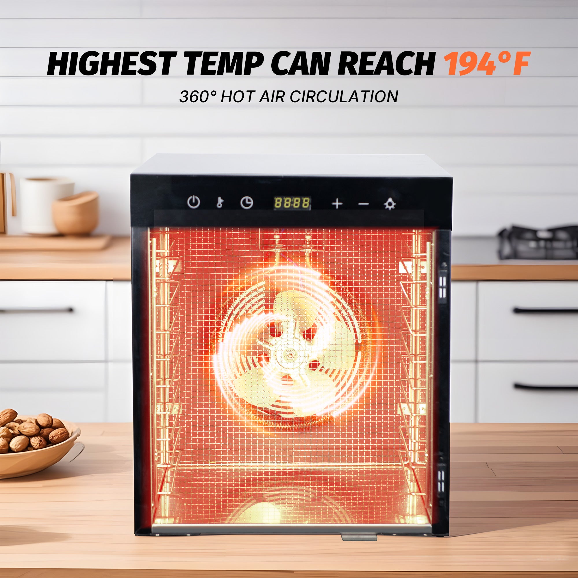 Morgangastro 10-Tray Food Dehydrator, 800W, 86°F-194°F, 24H Timer, for Jerky, Fruits, Meat & Herbs - Image 3