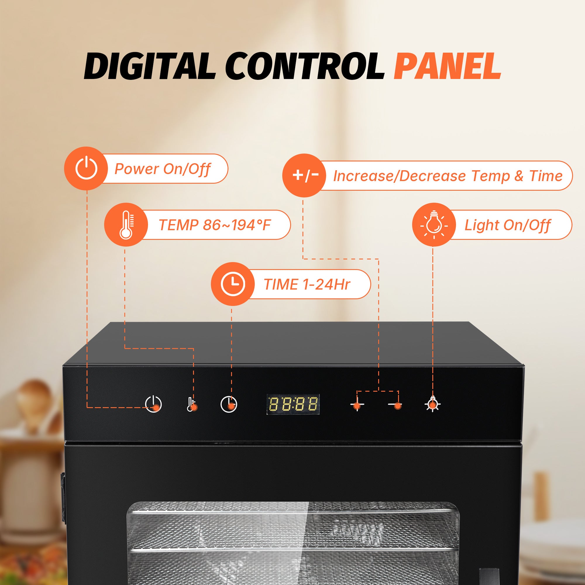 Morgangastro 10-Tray Food Dehydrator, 800W, 86°F-194°F, 24H Timer, for Jerky, Fruits, Meat & Herbs - Image 5