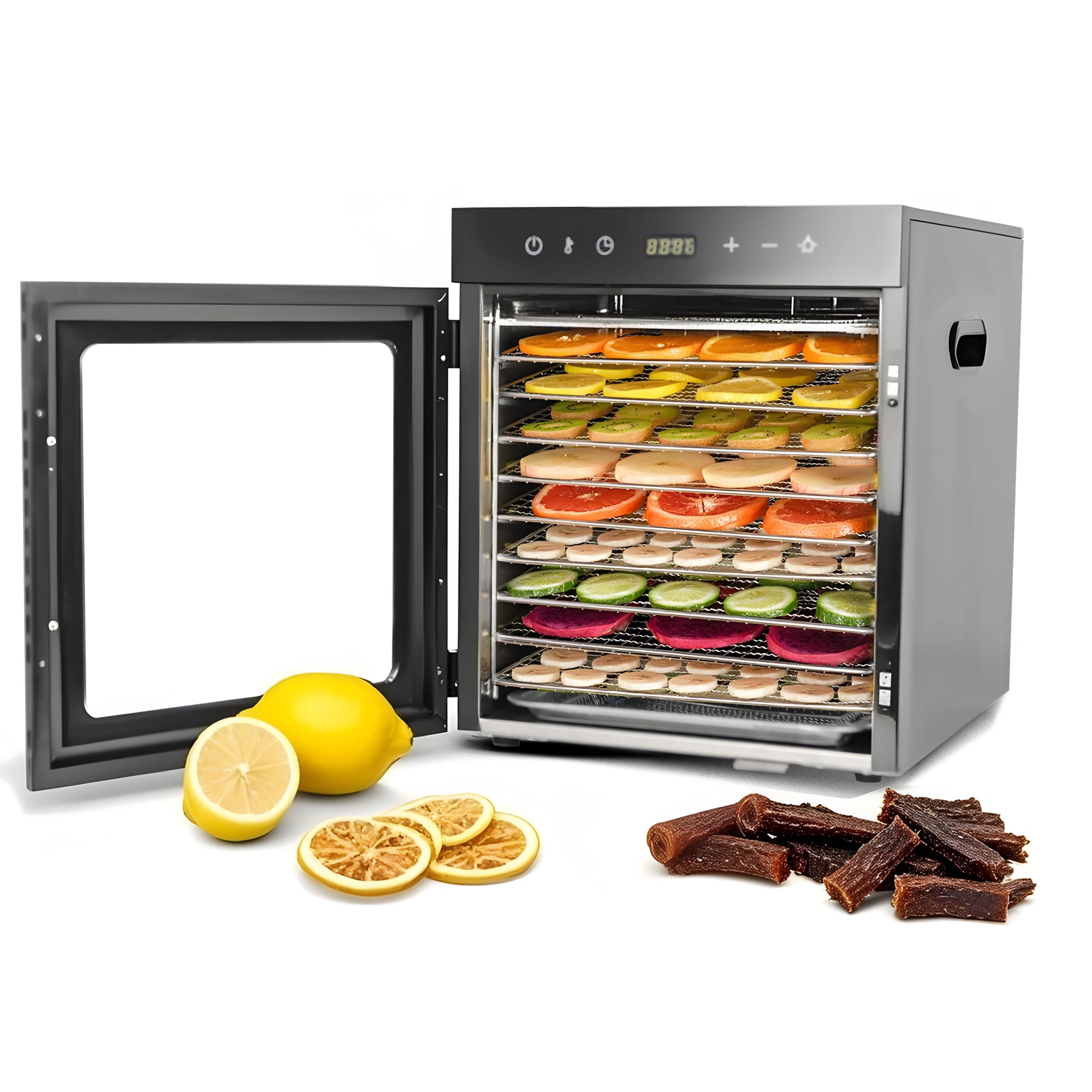 Morgangastro 10-Tray Food Dehydrator, 800W, 86°F-194°F, 24H Timer, for Jerky, Fruits, Meat & Herbs
