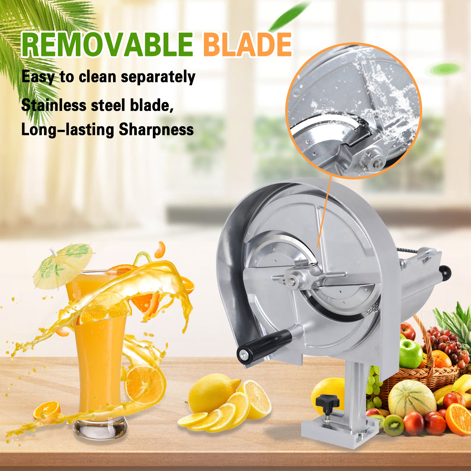 MorganGastro Commercial Vegetable Slicer Manual Fruit Slicer Potato Tomato Slicing Machine Onion Slicers Stainless Steel Vegetable Cutter for Potato Lemon Tomato Onion, 0.2-10mm Thickness Adjustable - Image 7