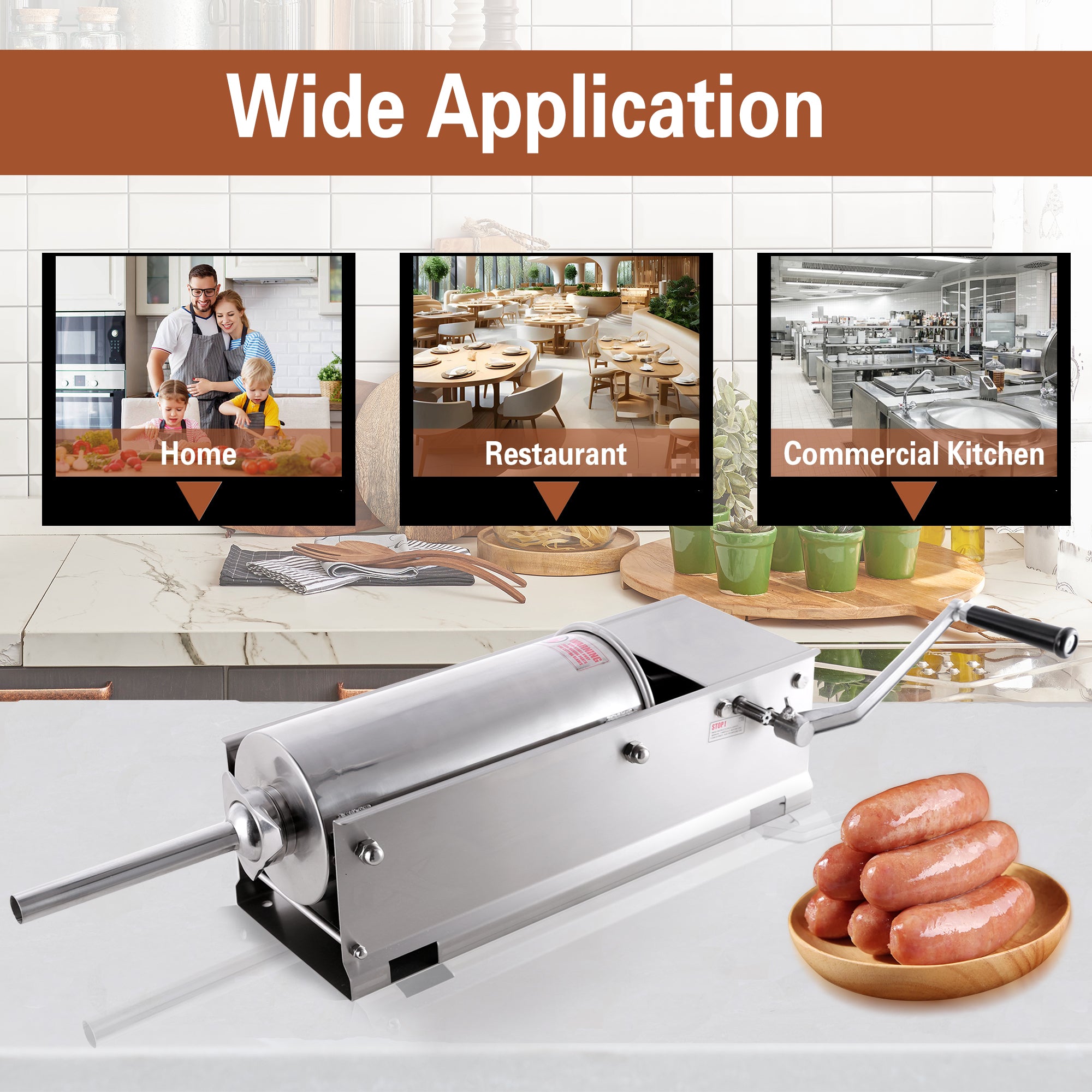 MorganGastro Horizontal 11LBS 5L Sausage Stuffer Stainless Steel Sausage Meat Maker - Image 7