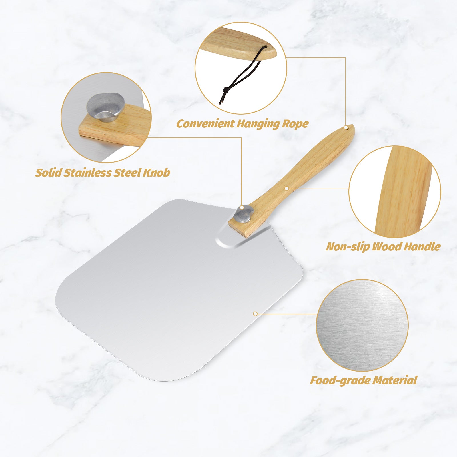 Clivia 12"x24"x25" Foldable Handle Pizza peel Aluminum Pizza Turning Peel - Image 3