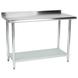 MorganGastro 30" x 48" 18 Gauge 430 Economy Stainless Steel Commercial Work Table with Undershelf and 2" Rear Upturn