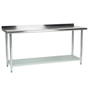 MorganGastro 30" x 72" 18 Gauge 430 Economy Stainless Steel Commercial Work Table with Undershelf and 2" Rear Upturn