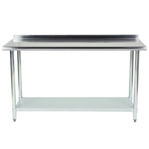 MorganGastro 30" x 60" 18 Gauge 430 Economy Stainless Steel Commercial Work Table with Undershelf and 2" Rear Upturn