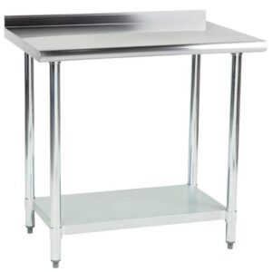 MorganGastro 24" x 36" 18 Gauge 430 Economy Stainless Steel Commercial Work Table with Undershelf and 2" Rear Upturn