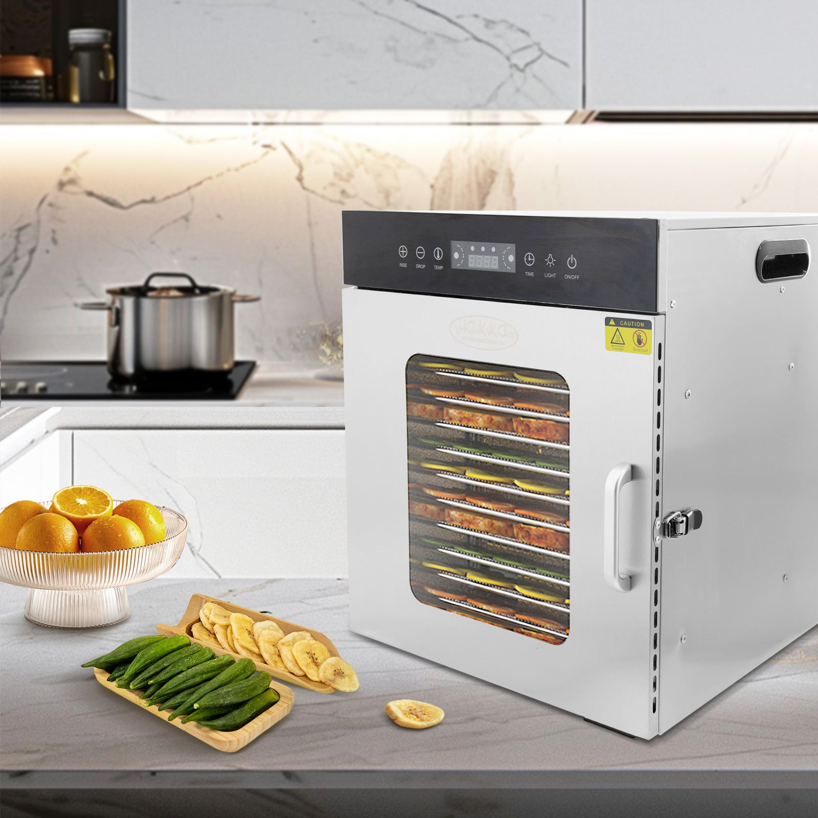 MorganGastro 12 Tray Food Dehydrator Commercial Stainless Steel Fruit Meat Jerky Dryer