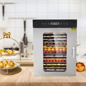 MorganGastro 16 Trays Food Dehydrator Fruit Vegetable Drying Adjustable Time Temp
