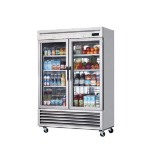 MorganGastro 2 Glass Door 49 cu. ft. Stainless Refrigerator, Bottom-Mount Compressor