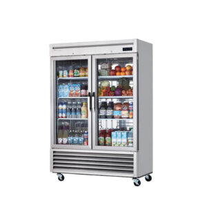 MorganGastro 2 Glass Door 49 Cubic Stainless Refrigerator, Proofer, Bottom-Mount Compressor