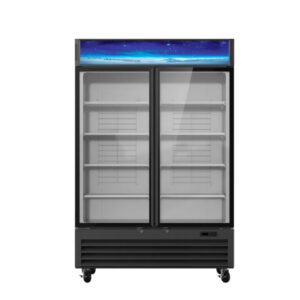 MorganGastro 49 CuFt. 2 Glass Doors Refrigerator (Swing), Black, Energy Star Rated