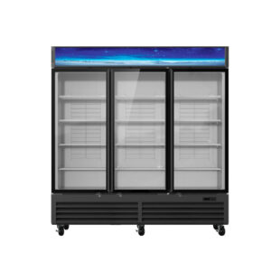 MorganGastro 72 CuFt. 3 Glass Doors Refrigerator (Swing), Black, Energy Star Rated
