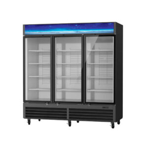 MorganGastro 72 CuFt. 3 Glass Doors Freezer (Swing), Black, Energy Star Rated