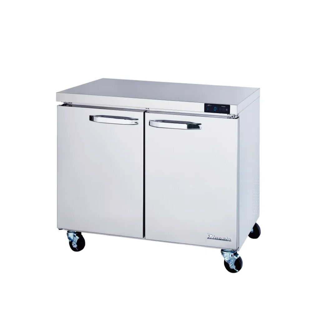 MorganGastro 2 Doors All Stainless Undercounter Freezer - 36" wide, 9.2 cu/ft., R-290 Refrigerant