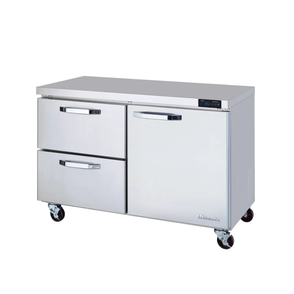 MorganGastro 2 Drawers 1 Door (R) All Stainless Undercounter Refrigerator - 48" wide, 13 cu/ft., R-290 Refrigerant