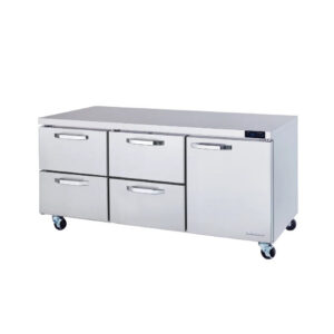 MorganGastro 4 Drawers 1 Door (R) All Stainless Undercounter Refrigerator - 72" wide, 20 cu/ft, R-290 Refrigerant