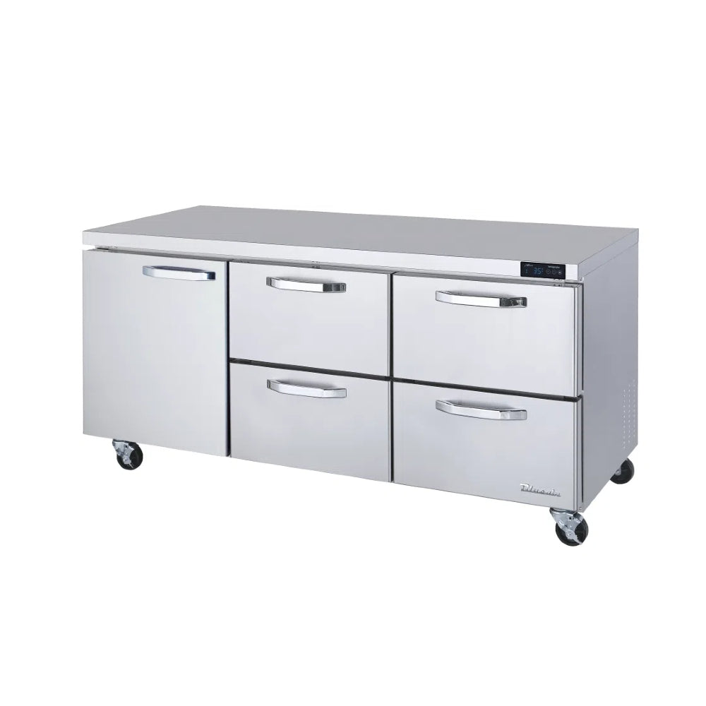 MorganGastro 4 Drawers 1 Door (L) All Stainless Undercounter Refrigerator - 72" wide, 20 cu/ft, R-290 Refrigerant