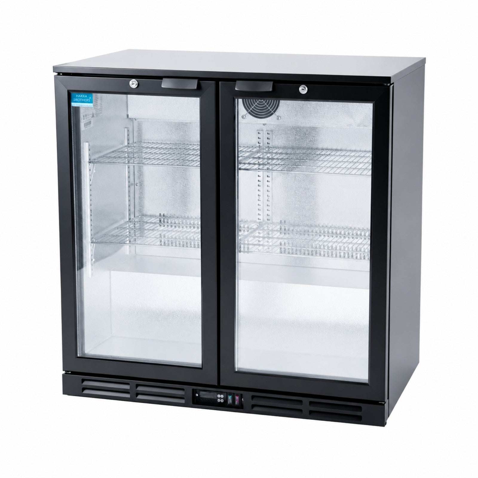MorganGastro 208L Back Bar Cooler, 7.3 Cu. Ft. Commercial Double Glass Door Beverage Refrigerator with 4 Adjustable Shelves, Digital Temperature Control, LED Light & Lock