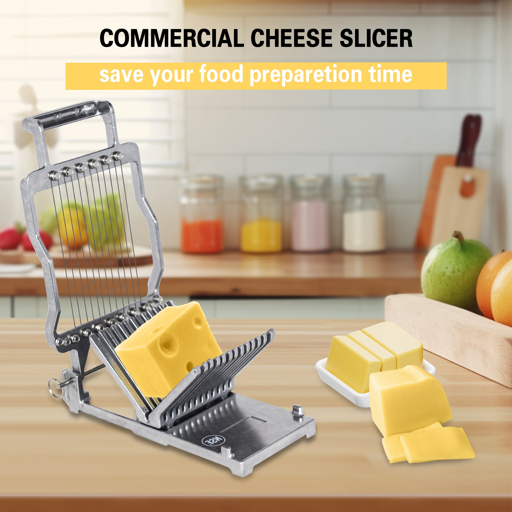 MorganGastro Cheese Slicer Stainless Steel Wire Cheese Cutter Butter Cutting 3/4" 3/8" - Image 3
