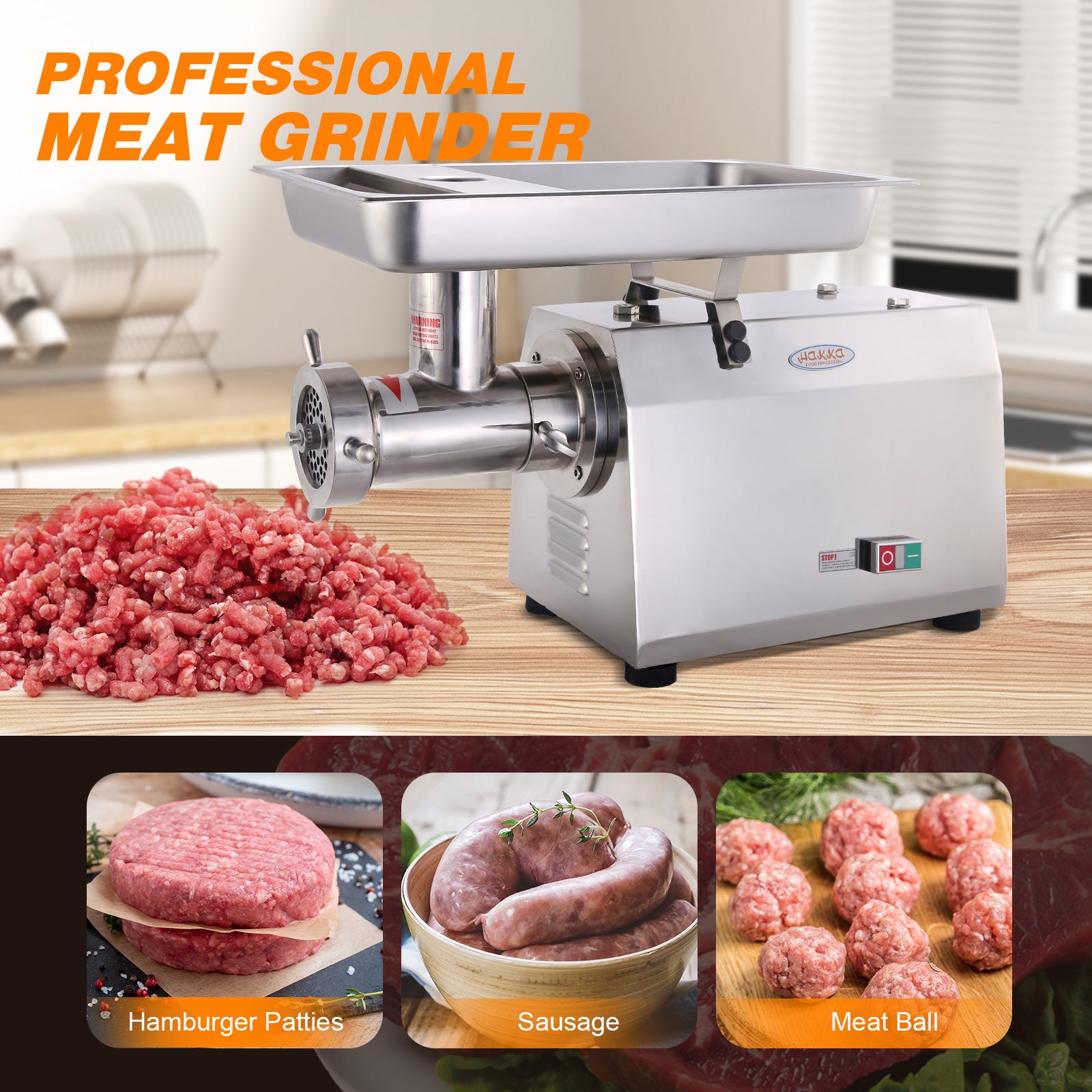 MorganGastro TC Series Commercial Stainless Steel Electric Meat Grinders (TC32) - Image 5