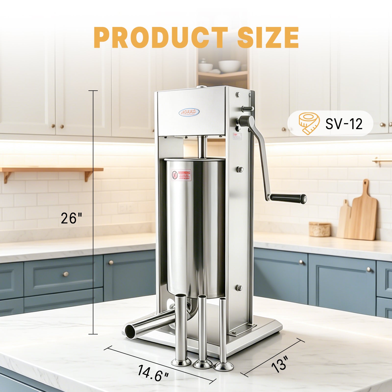 MorganGastro 12L/25lb Manual Sausage Stuffer, 2-Speed Stainless Steel Vertical Meat Filler with 4 Nozzles - Image 2