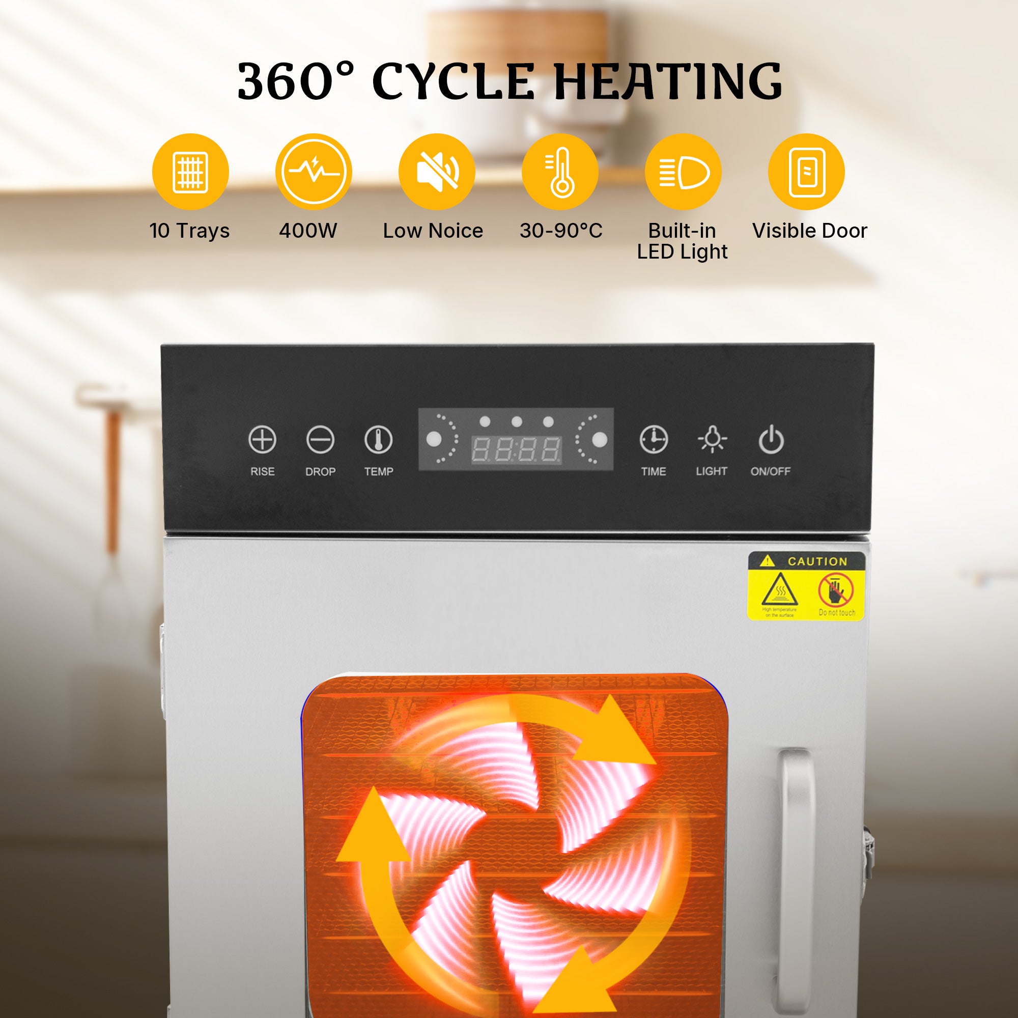 MorganGastro Food Dehydrator 10 Tray Stainless Steel Meat Fruit Jerky Dryer Blower - Image 3