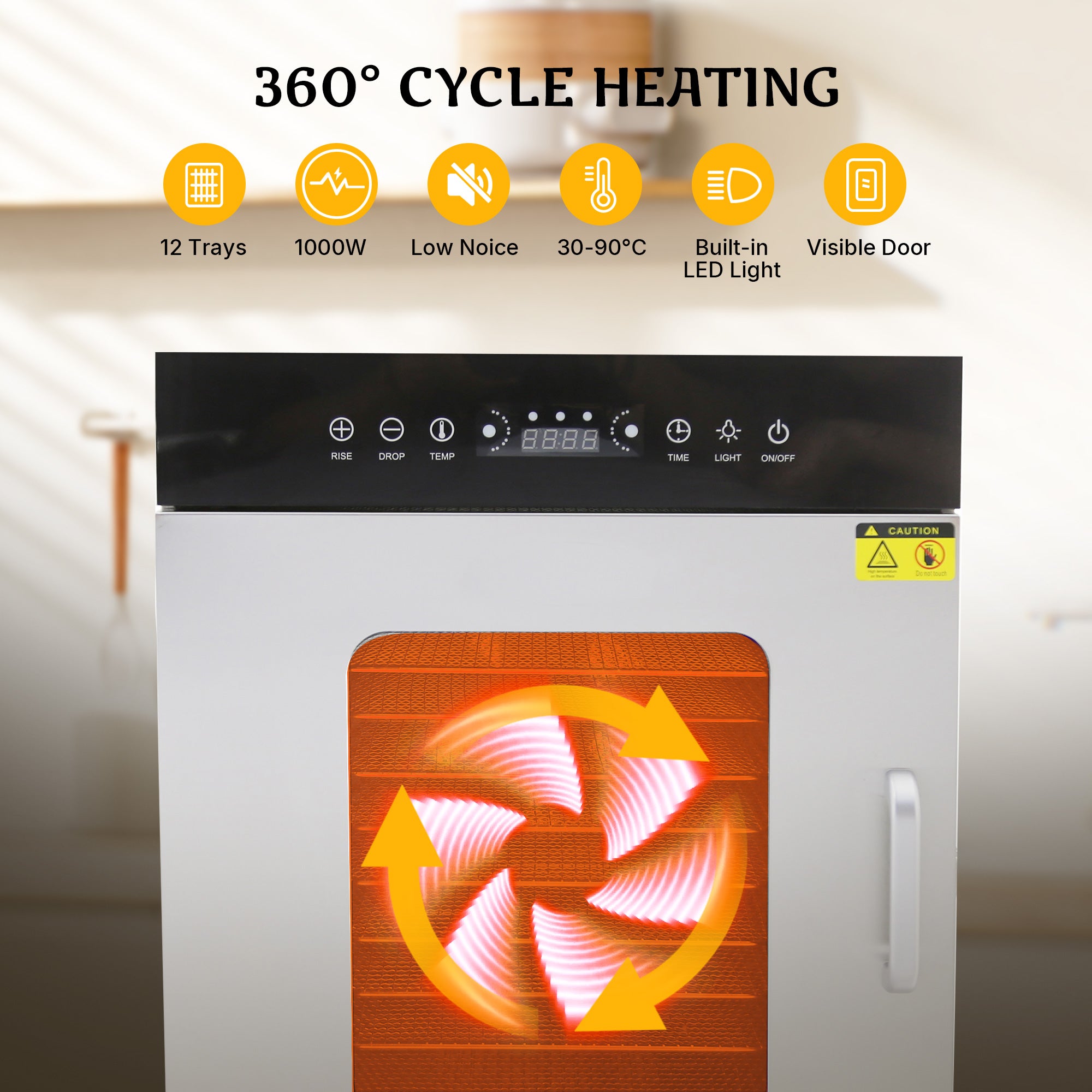 MorganGastro 12 Tray Food Dehydrator Commercial Stainless Steel Fruit Meat Jerky Dryer - Image 4