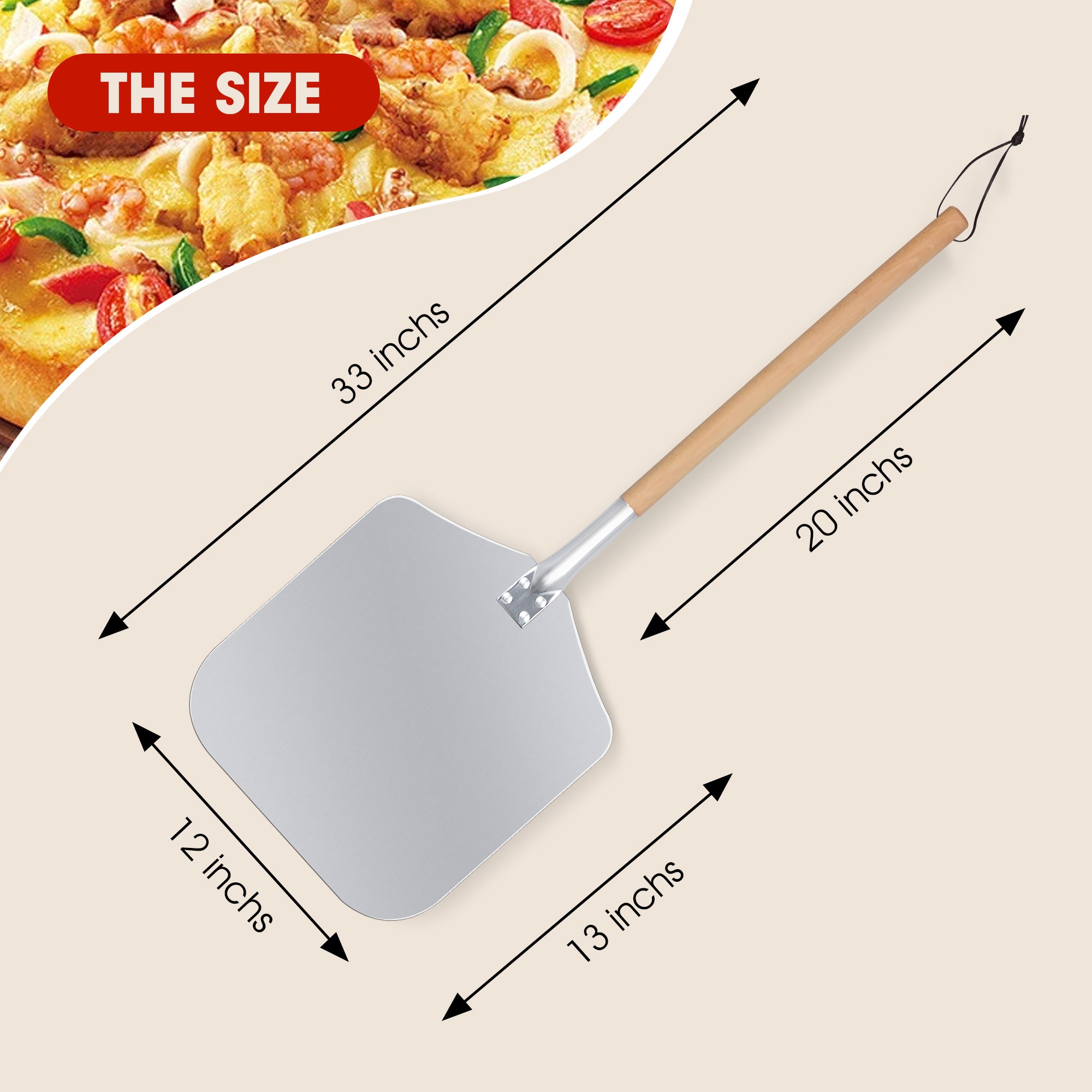 Clivia 12"x 13"x33" Detachable Handle Aluminum Pizza Peel - Image 2