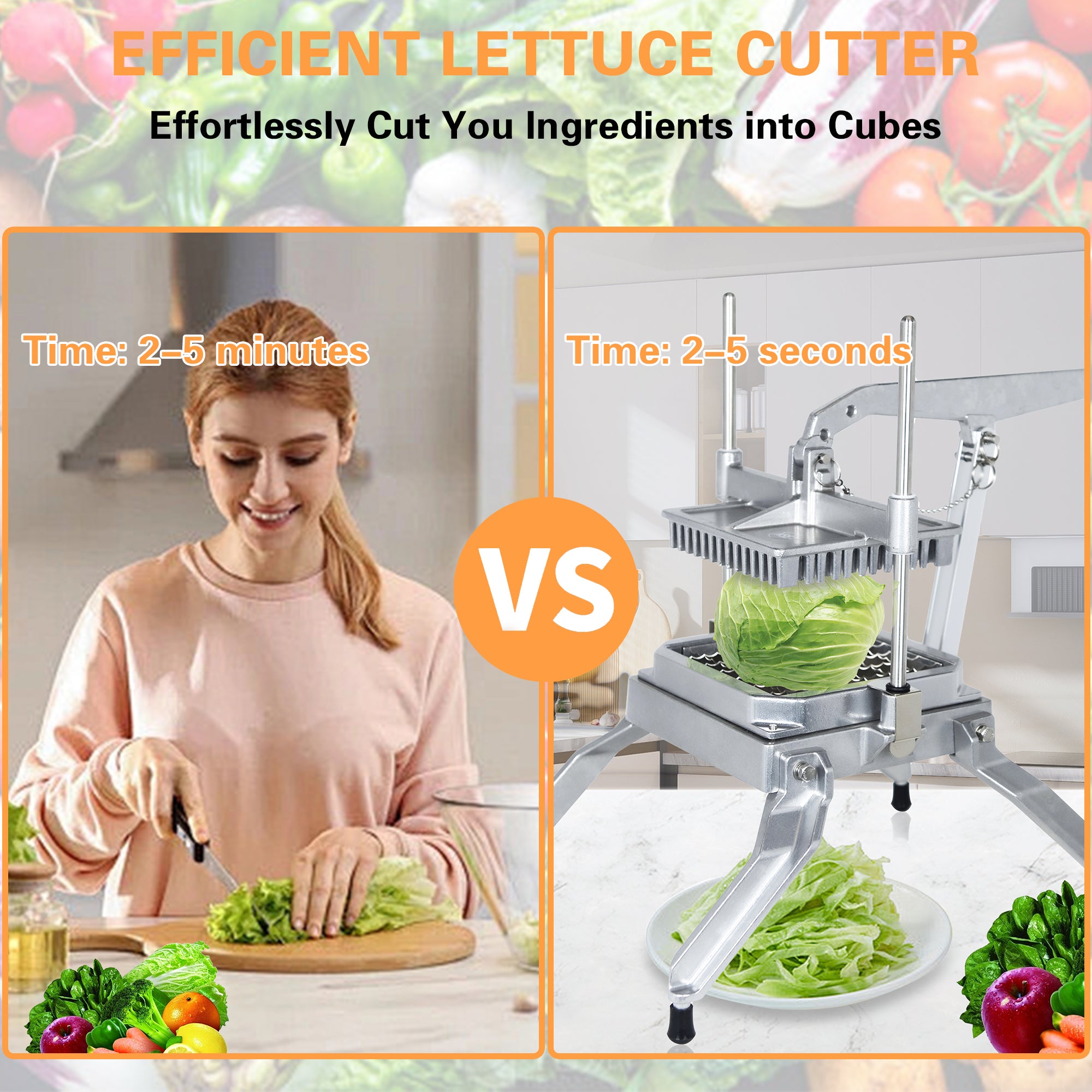 MorganGastro Commercial Stainless Steel Lettuce Cutter Include 3 Blades(1 * 1", 1 * 1/2", 1/2 * 1/2") - Image 3