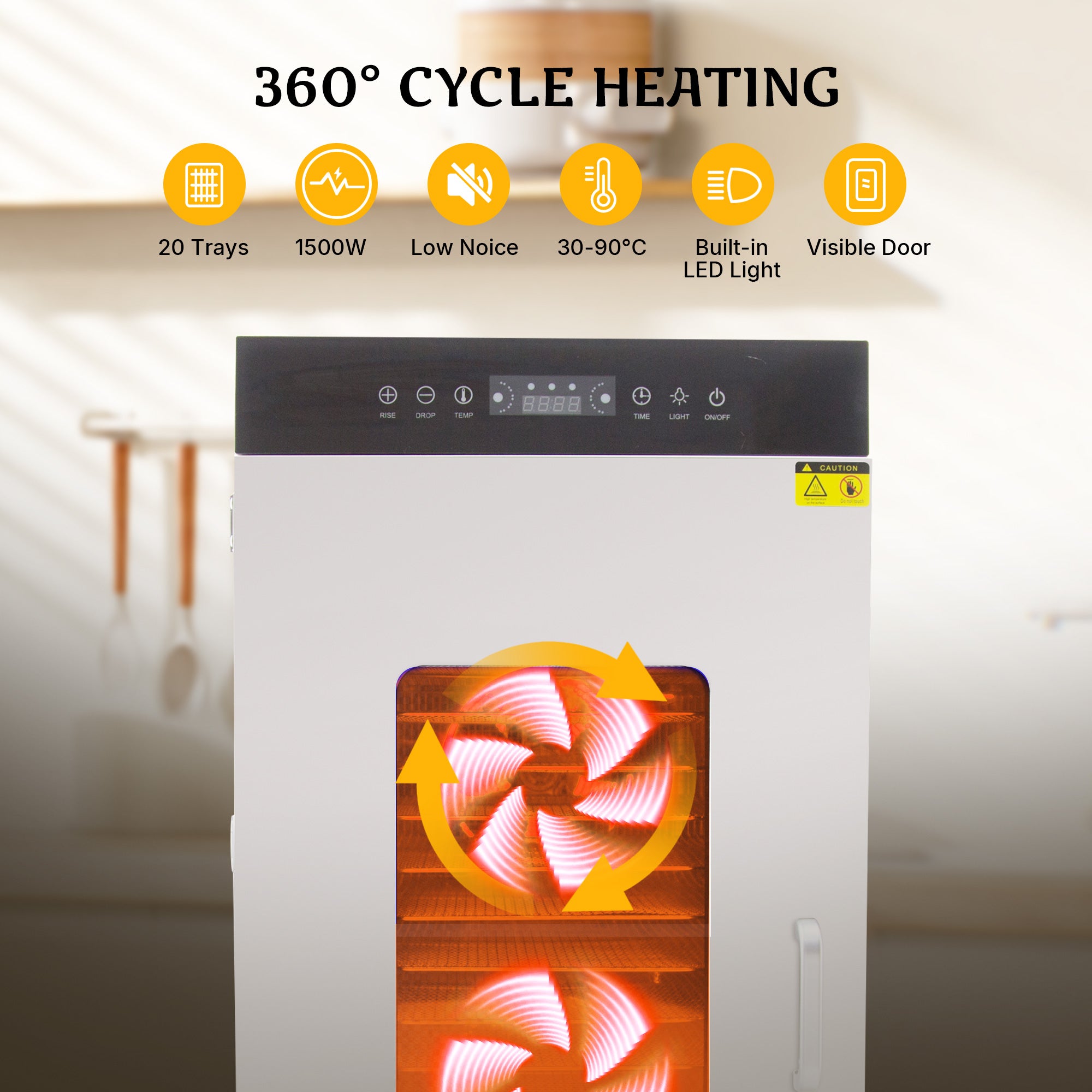 MorganGastro Stainless Steel Food Dehydrator 20 Tray Meat Fruit Jerky Dryer Blower - Image 3
