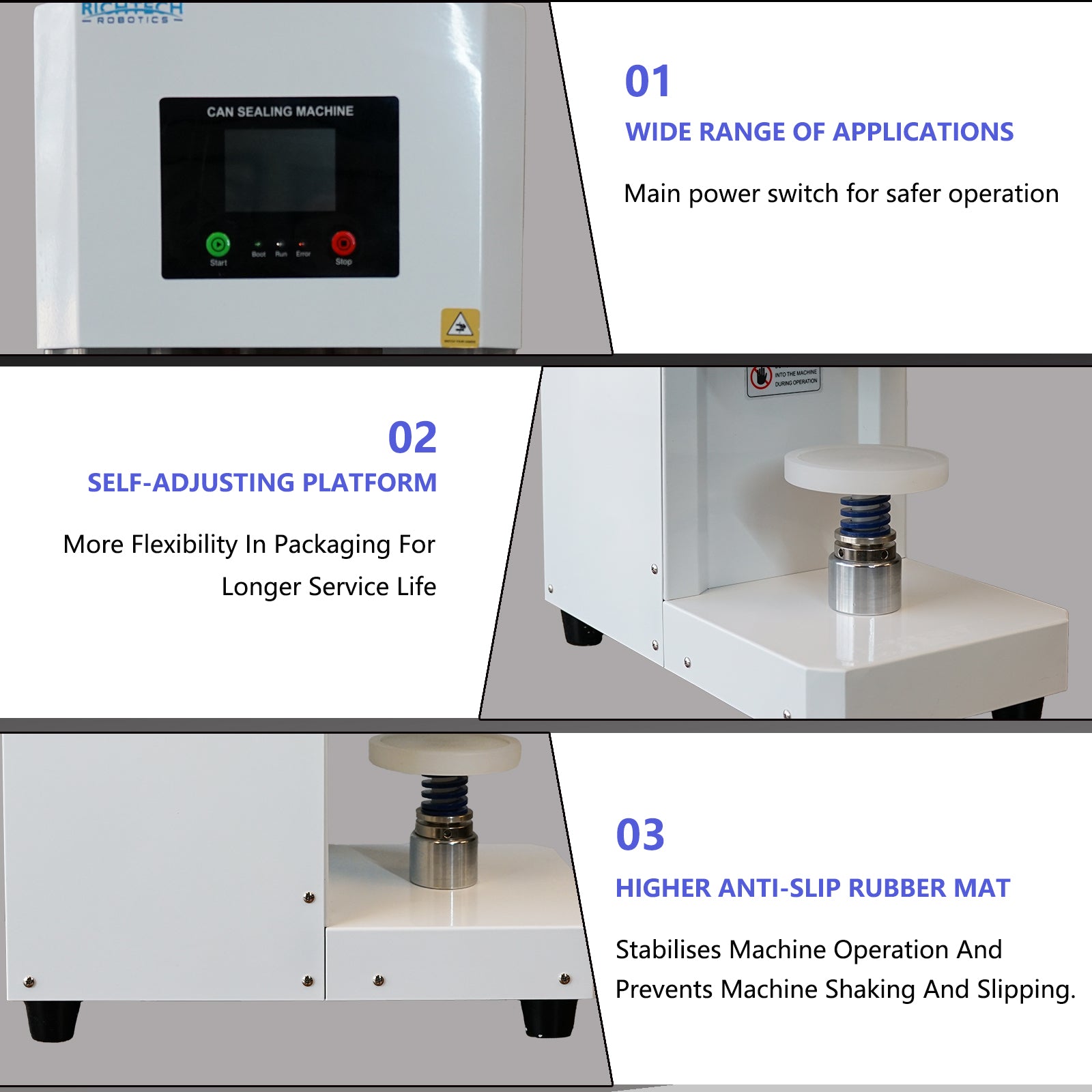 MorganGastro Fully Automatic Can Sealing Machine, Cup Sealer with 40-100mm Caliber Height 40-190mm Seal A Variety of Lids for Milk Tea Shops, Bakeries - Image 5