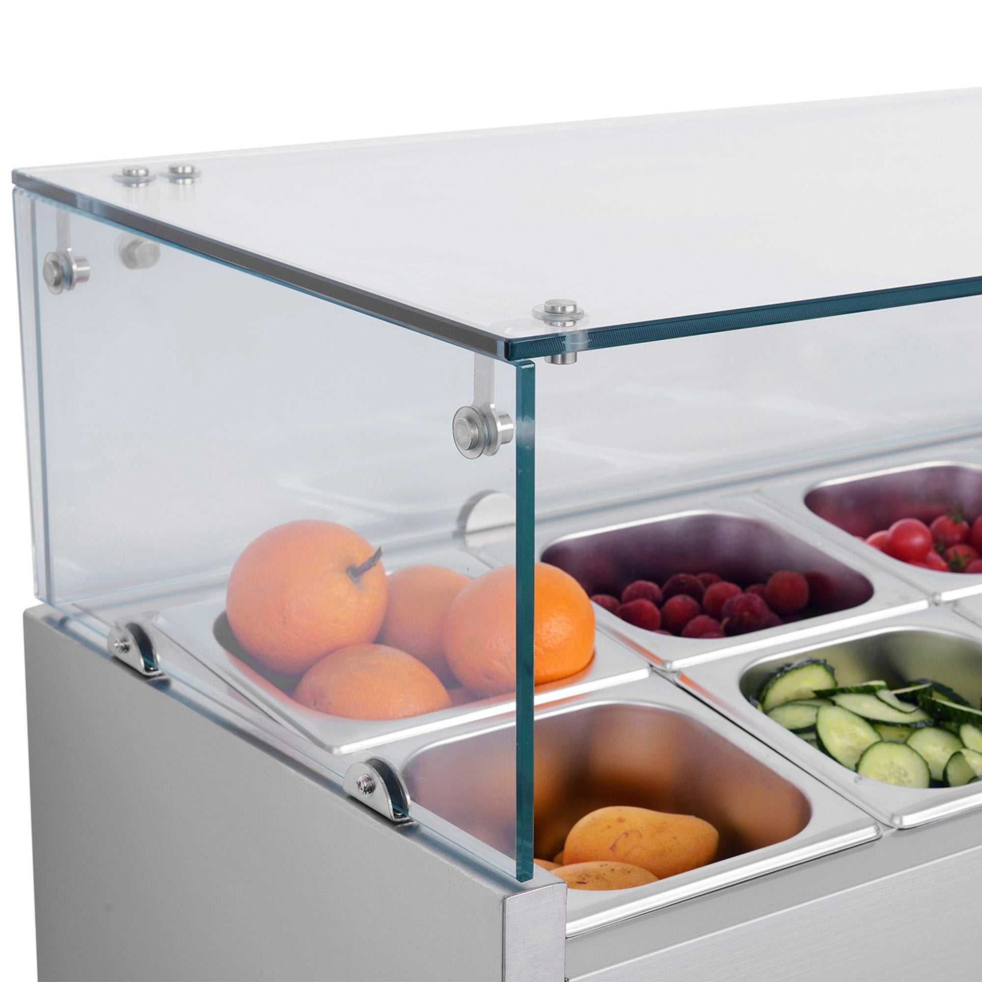 Carina Refrigerated Salad Pizza Sandwich Condiment Preparation Counter Workbench Commercial Display Cabinet Freezer (Dinner Plates Not Included) - Image 2