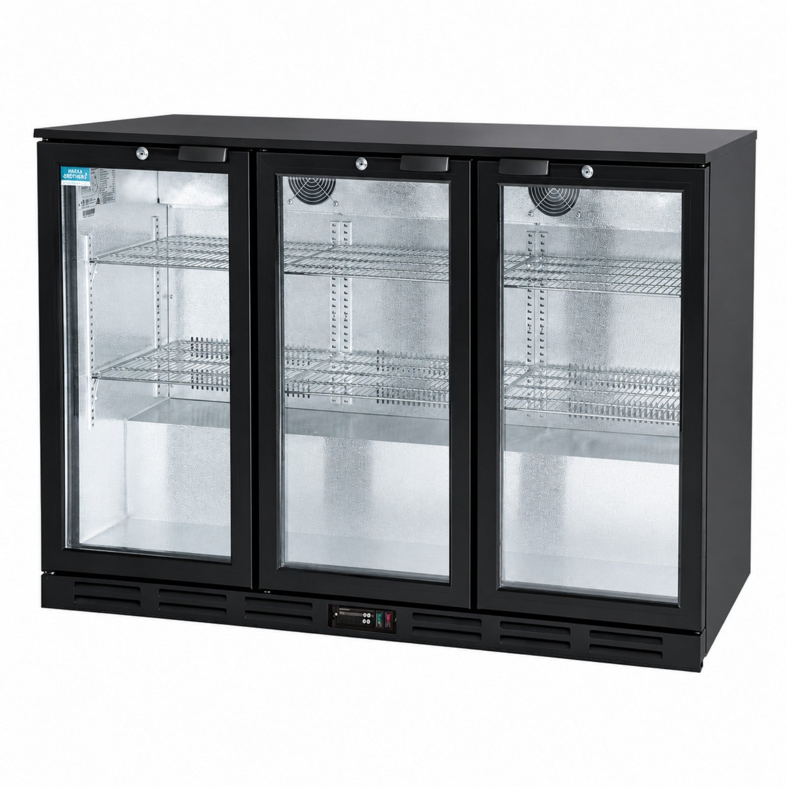 MorganGastro 330L Back Bar Cooler, 11.6 Cu. Ft. Commercial 3 Glass Door Beverage Refrigerator with 6 Adjustable Shelves, Digital Temperature Control, LED Light & Lock
