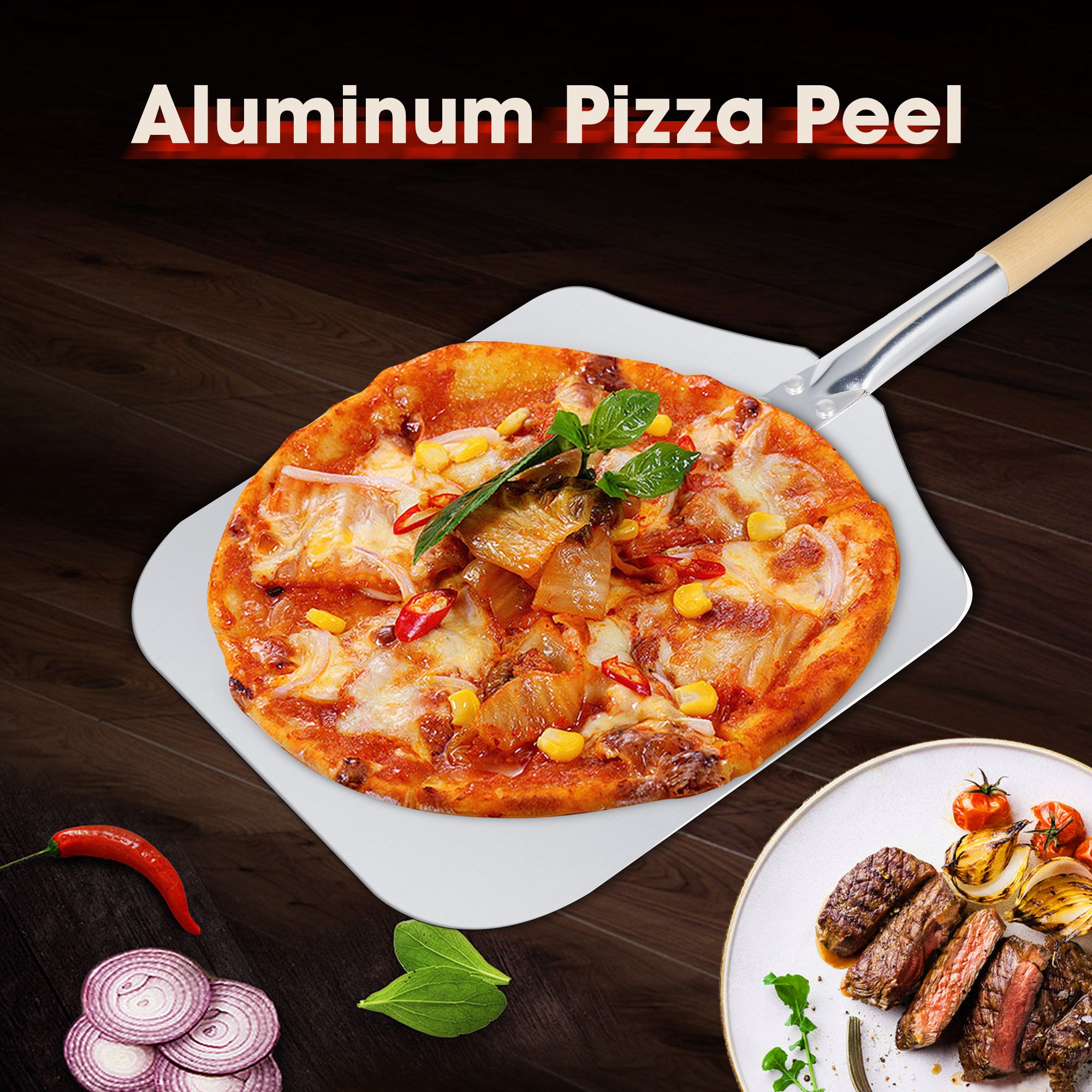 Clivia 12"x 13"x33" Detachable Handle Aluminum Pizza Peel - Image 3