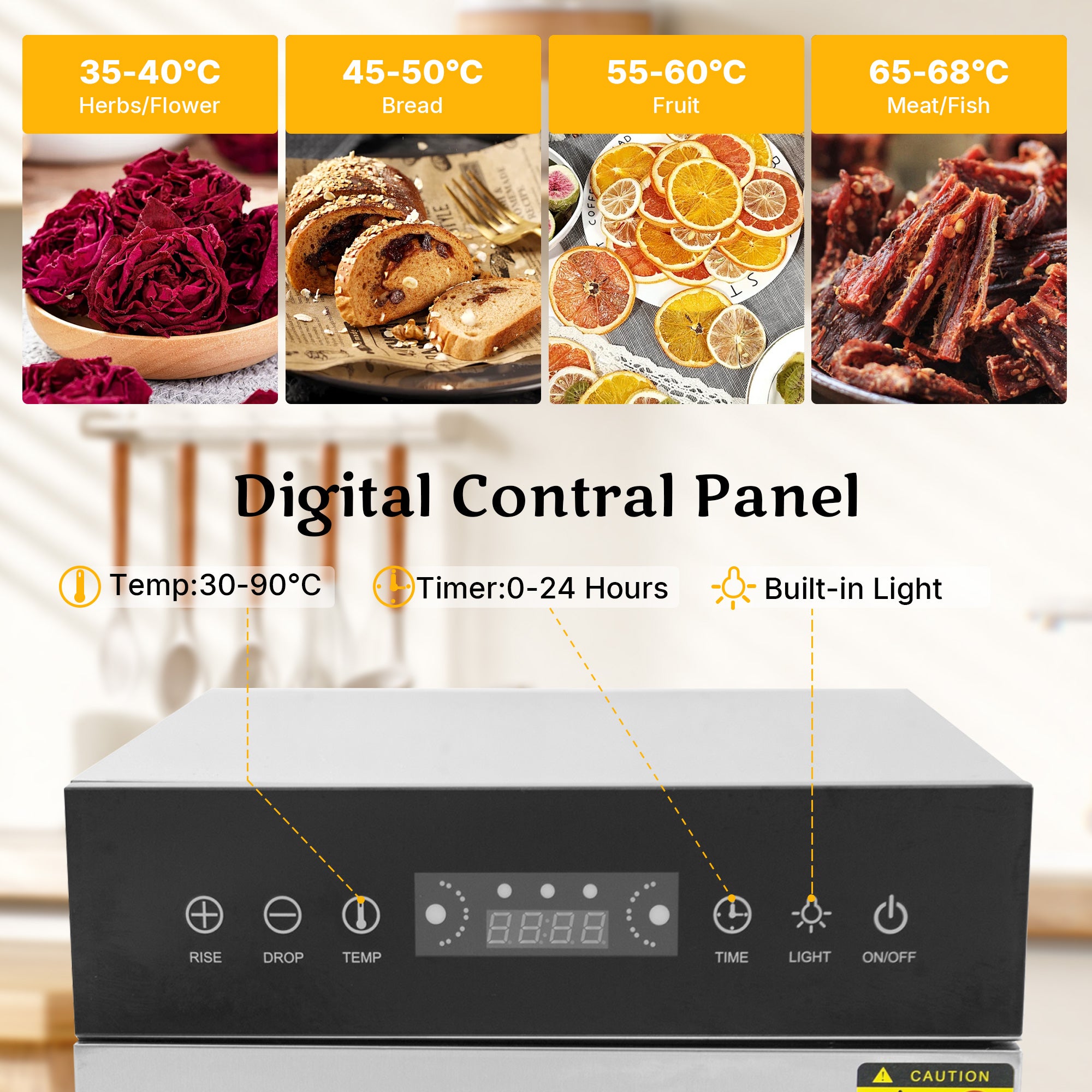 MorganGastro Stainless Steel Food Dehydrator 20 Tray Meat Fruit Jerky Dryer Blower - Image 4