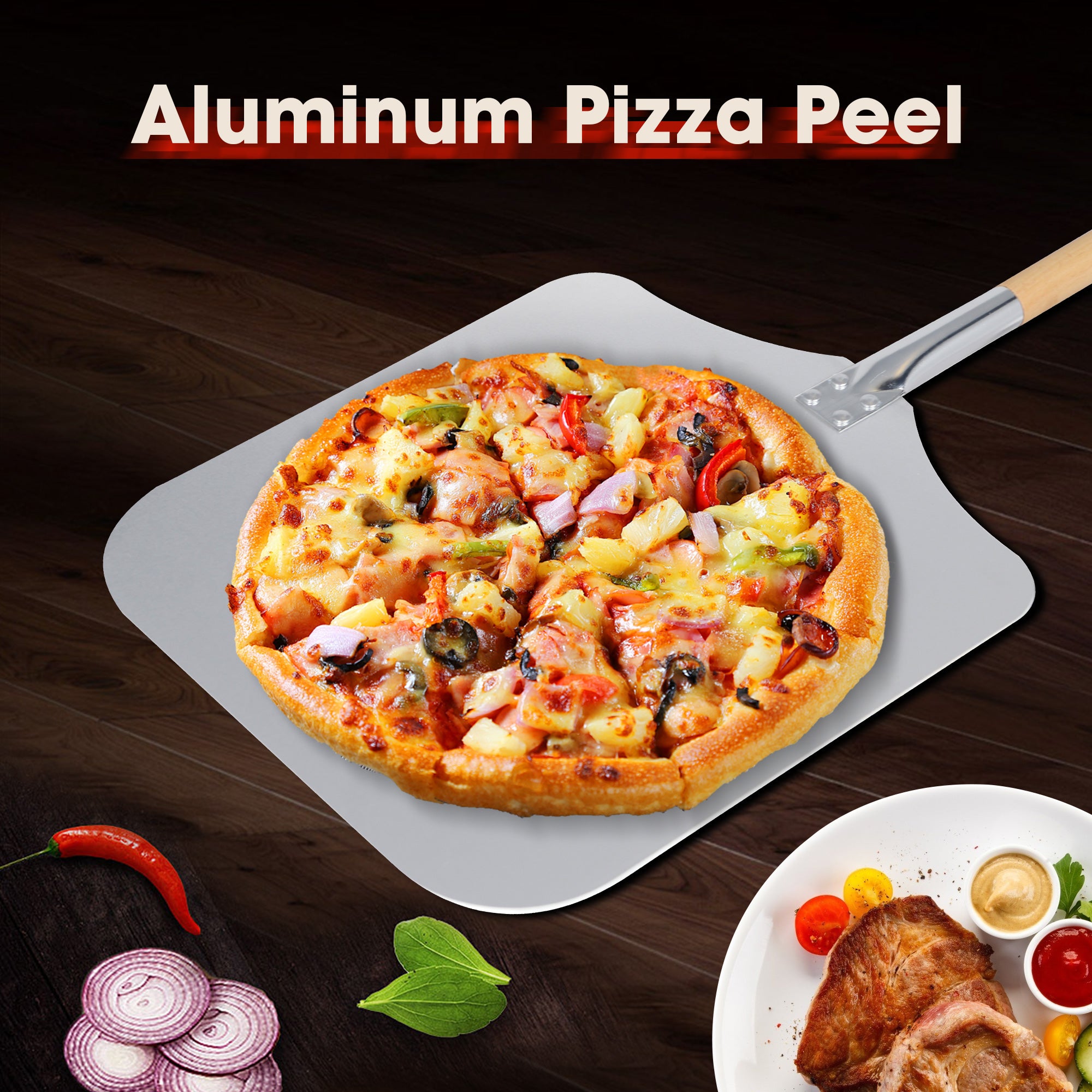 Clivia 14"x 16"x28" Detachable Handle Aluminum Pizza Peel - Image 2