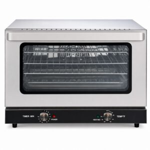 EasyRose 47L Commercial Convection Oven, 1600W Half Size Countertop Oven with 4 Racks, Stainless Steel, 150–500°F, 120-Min Timer