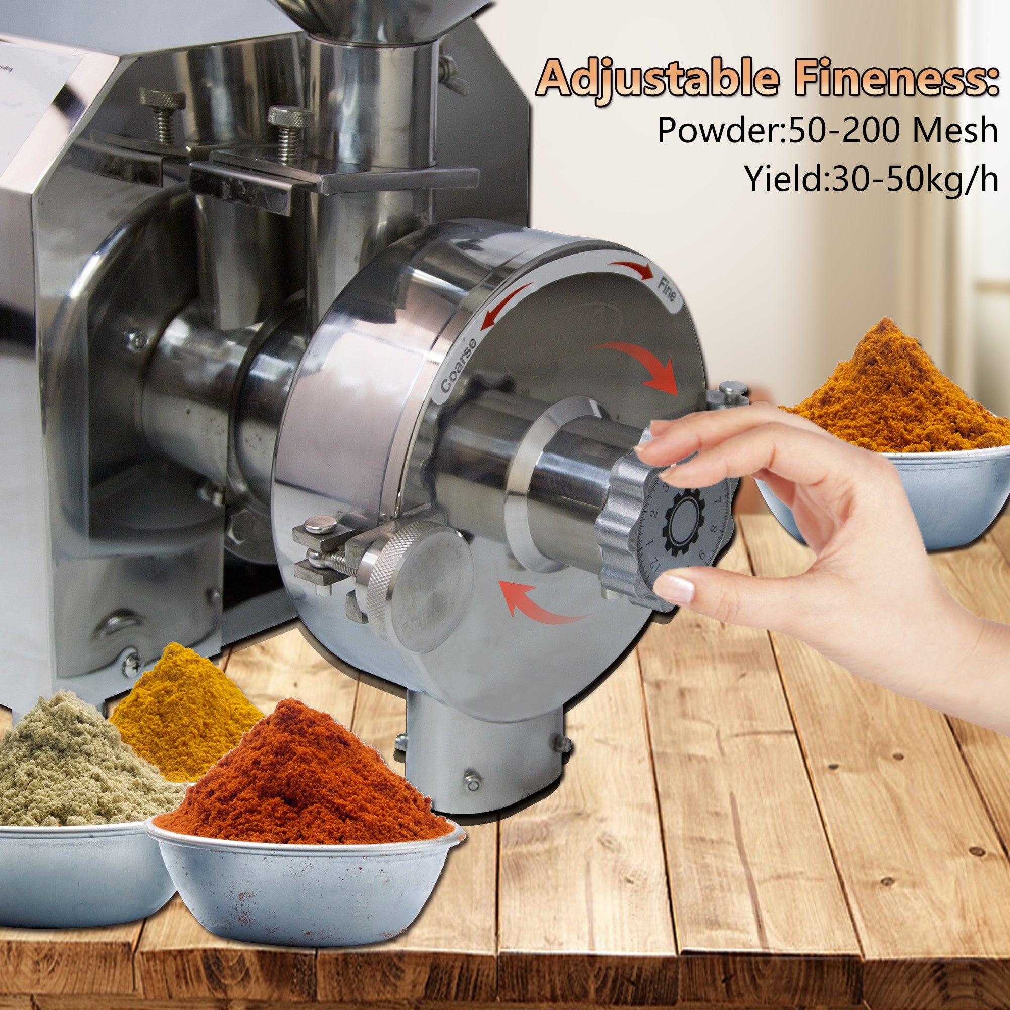 MorganGastro Electric Grain Grinder 2200W Mill Grinding Pulverizer Machine 30-50kg/h - Image 4
