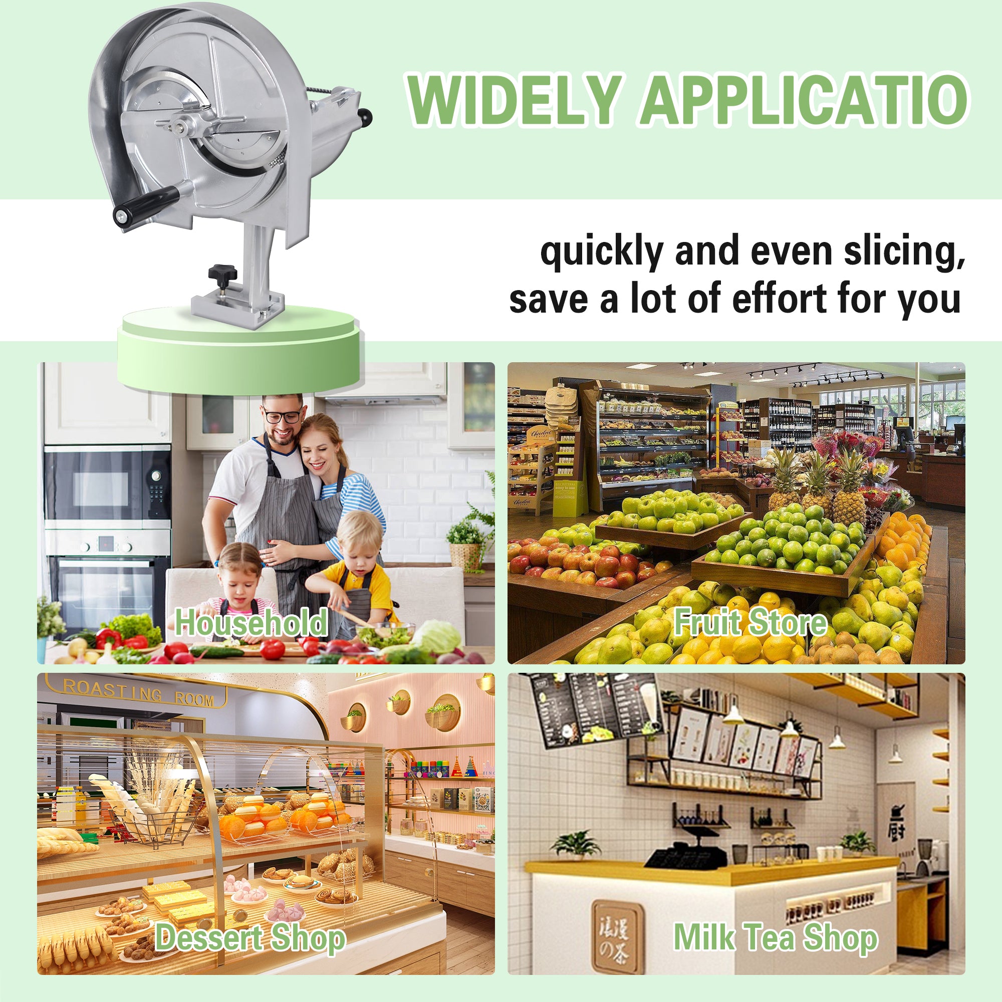 MorganGastro Commercial Vegetable Slicer Manual Fruit Slicer Potato Tomato Slicing Machine Onion Slicers Stainless Steel Vegetable Cutter for Potato Lemon Tomato Onion, 0.2-10mm Thickness Adjustable - Image 3