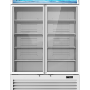 MorganGastro 49 CuFt. 2 Glass Doors Refrigerator (Swing), White, Energy Star Rated