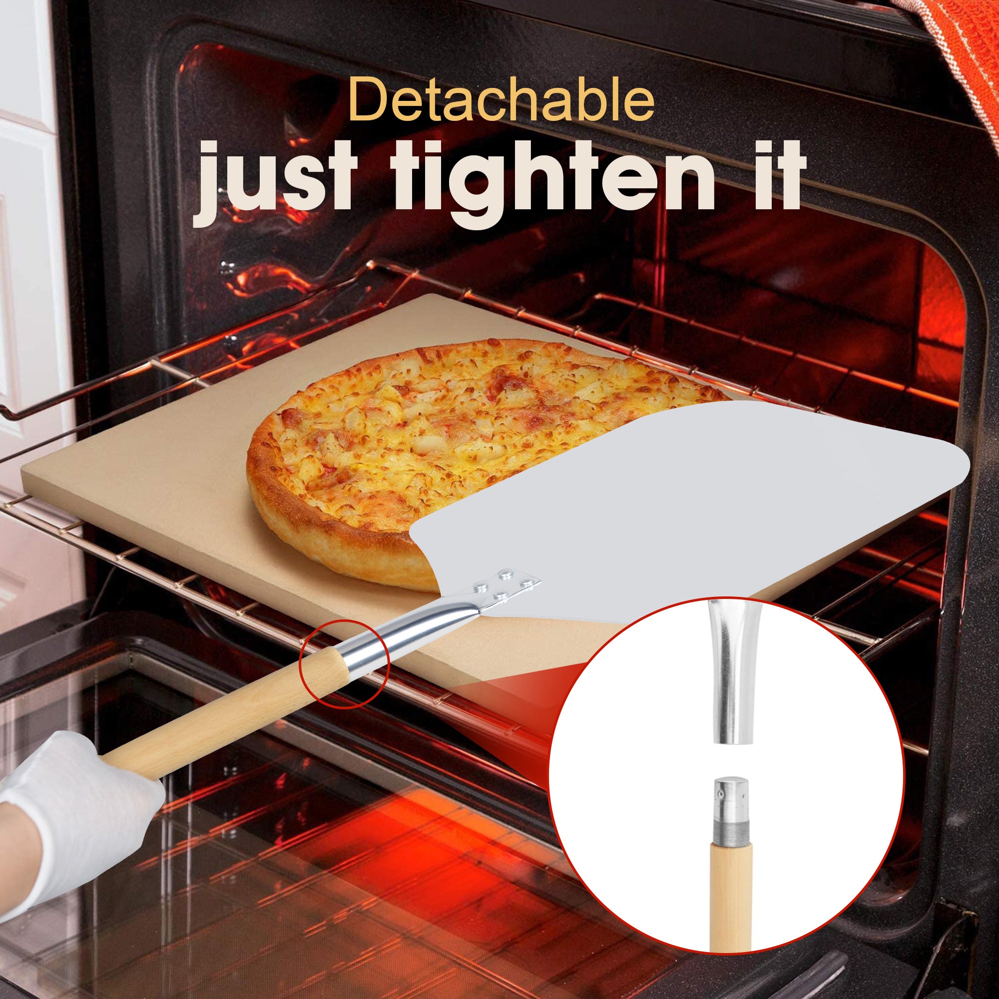 Clivia 12"x 13"x25" Detachable Handle Aluminum Pizza Peel - Image 7