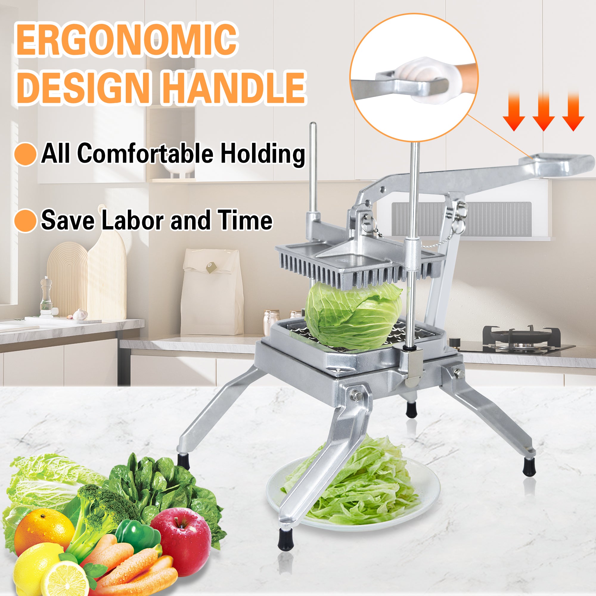 MorganGastro Commercial Stainless Steel Lettuce Cutter Include 3 Blades(1 * 1", 1 * 1/2", 1/2 * 1/2") - Image 4