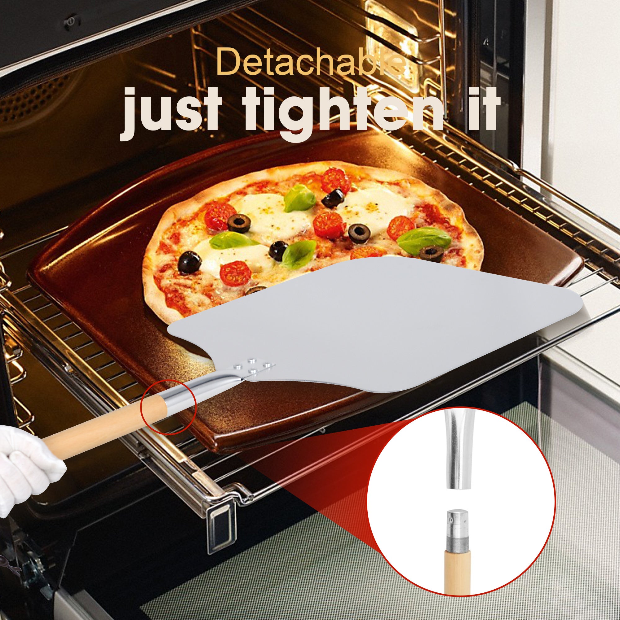 Clivia 14"x 16"x28" Detachable Handle Aluminum Pizza Peel - Image 6