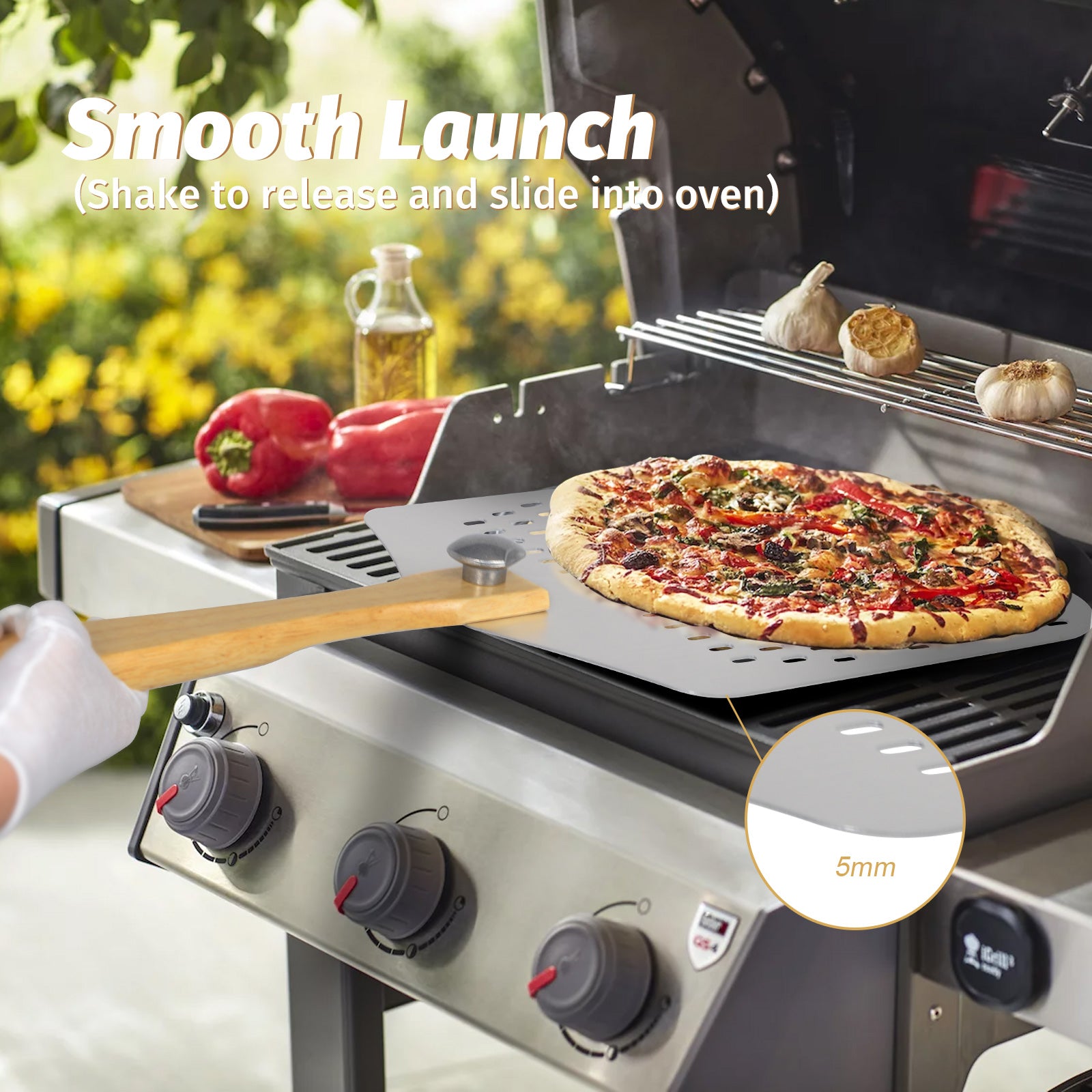 Clivia 12"x24"x25" Foldable Handle Pizza peel Aluminum Pizza Turning Peel - Image 7
