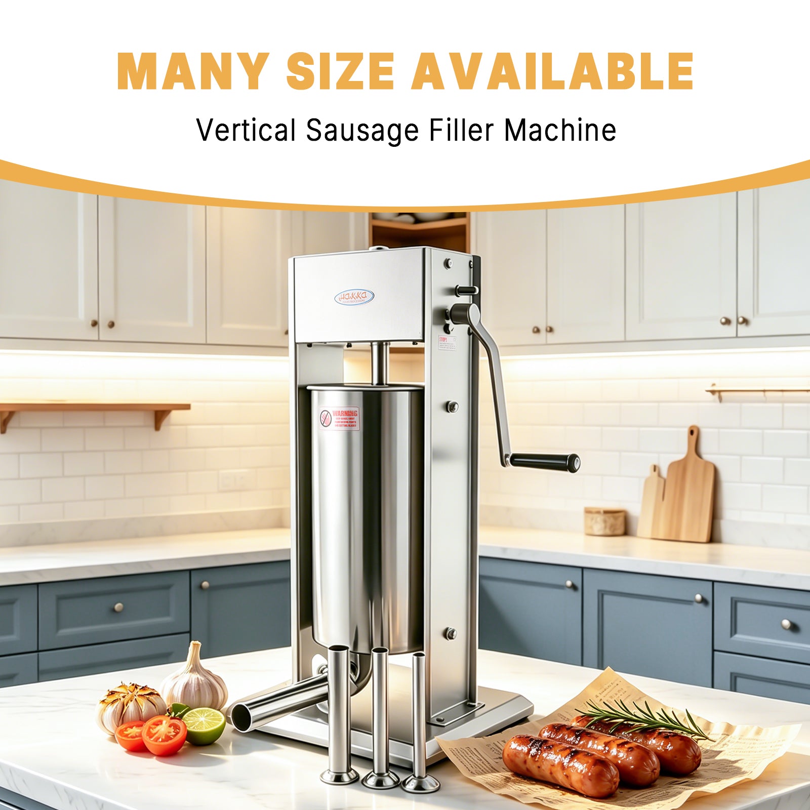MorganGastro 12L/25lb Manual Sausage Stuffer, 2-Speed Stainless Steel Vertical Meat Filler with 4 Nozzles - Image 6