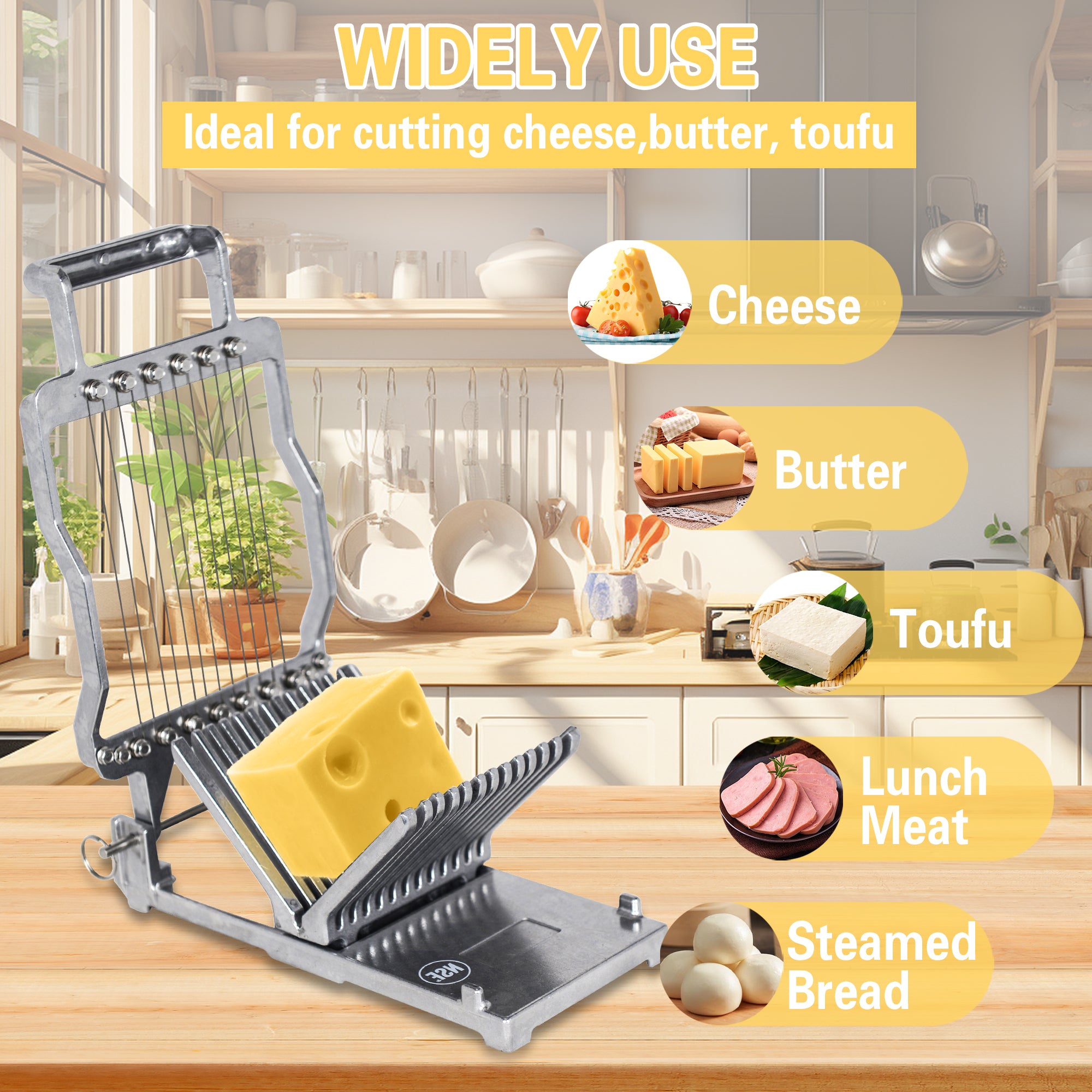 MorganGastro Cheese Slicer Stainless Steel Wire Cheese Cutter Butter Cutting 3/4" 3/8" - Image 4