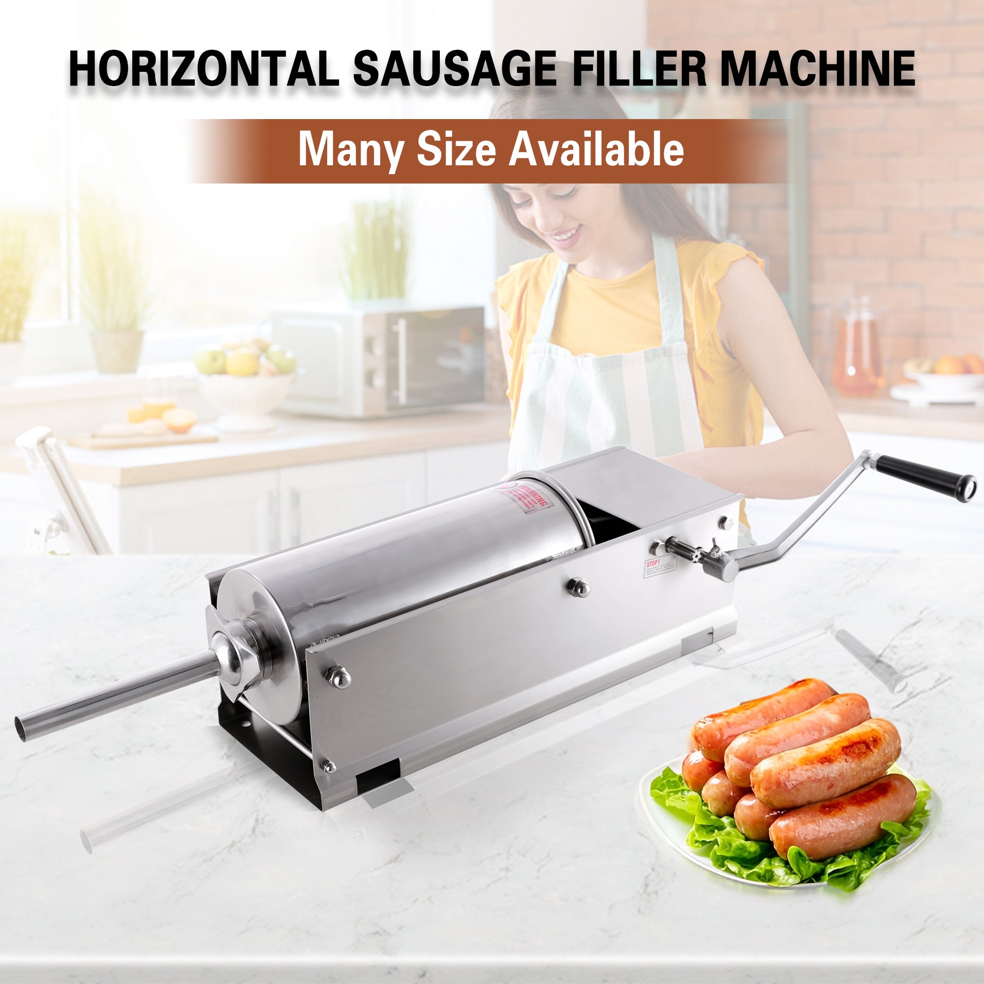 MorganGastro Horizontal 11LBS 5L Sausage Stuffer Stainless Steel Sausage Meat Maker - Image 6