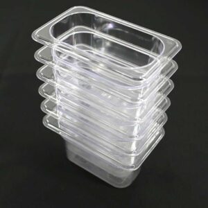 Jiwins 6 Pack 1/9 Size Polycarbonate Food Pan 4" Deep Clear Storage Prep Pans