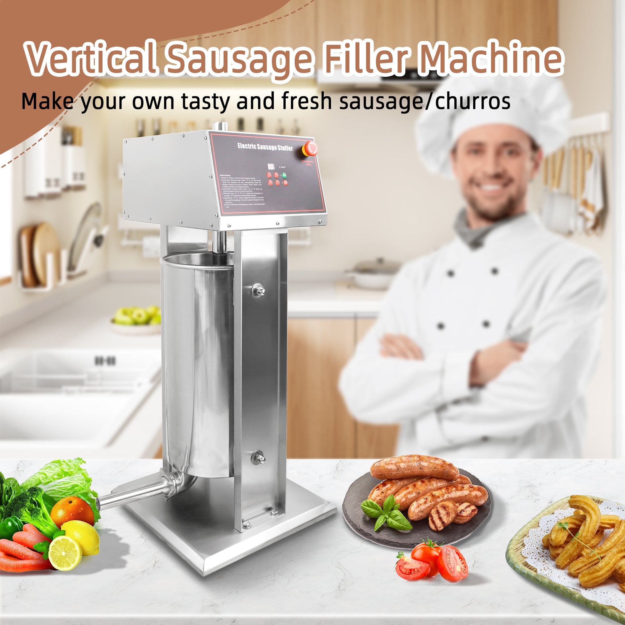 MorganGastro 30L/66lb Electric Sausage Stuffer Machine, Stainless Steel Sausage Filling Machine with 4 Stuffing Tubes - Image 7