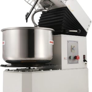 MorganGastro Commercial Dough Mixer, 30 Qt Rising Spiral Mixer Food Mixer Machine Dual Rotating Dough Kneading Machine with Food-grade Stainless Steel Bowl, Security Shield & Timer